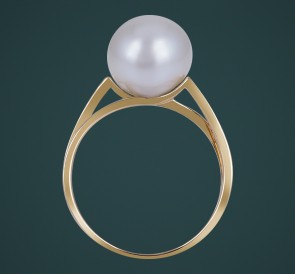 Кольцо с жемчугом к-110666жб: белый морской жемчуг, золото 585°